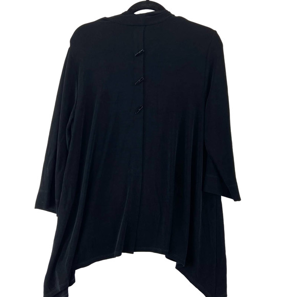 Chicos Travelers Sz 2 Large Black Cardigan Button Back Open Front 3/4 Sleeve - Picture 4 of 8